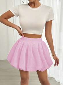 Chiquease تنورة بتصميم زهور بيضاء للتخرج، صيفية - وردي - مشاهدة 6