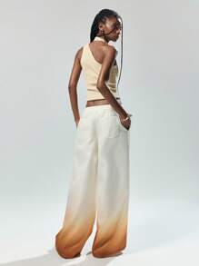 Easelle Summer Renaissance Fair Fashionable Vintage Rave Festival Ombre Low Waist Wide Leg Pants - Beige - View 3
