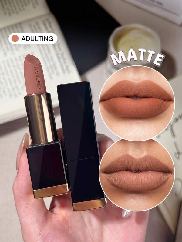 SHEGLAM Matte Allure Lipstick-Adulting 20 Colors Long Lasting Matte Lipstick High Pigment Velvety Soft Lipstick Graduation Birthday Holiday Summer Fall Autumn Y2K Fancy Fashion Women Brand Makeup Cosmetic Beauty Party Beach Travel Camping Outdoors School Campus Trip Festivals Decor Gift Present Rose Girl Cosplay Best Color Charm Vibe