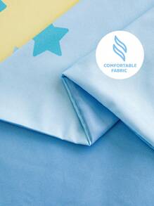 HELLO KITTY AND FRIENDS | SHEIN 可爱有趣的卡通、字母、星星、音符印花床上用品套装 - 淺藍色 - 查看 7