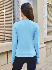 In My Nature 女式侧抽绳长袖休闲户外T恤徒步旅行女装 - 藍色 - 查看 2