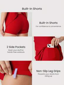 GLOWMODE FeatherFit™-Air Elevate Vestido Mini Evasê com Bolso Tipo Espiã de Baixo Impacto Diário de Verão, Secagem Rápida e Absorção de Umidade - Fiery Red - Visão 4