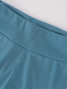 SHEIN 3pcs/Set Tween Girls Simple Ribbed Knit Casual Leggings Pants, Dark Gray, Black, Gray-Blue Colors - Multicolor - View 3