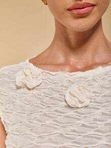 COSMINA Women's Apricot 3D Floral 2 Pieces Set, Elegant Holiday Style