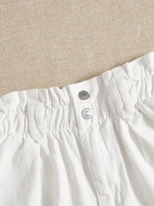Breezaya 女士口袋卷边宽松休闲牛仔短裤 - 白色 - 查看 4
