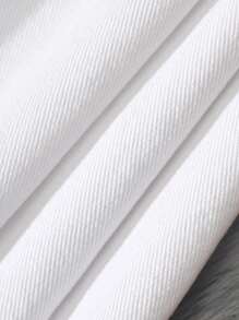 SHEIN Preteen Girls' Ripped & Washed Graffiti Print Denim Shorts - White - View 3