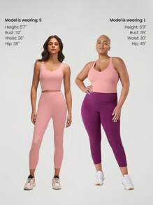 GLOWMODE FeatherFit™ U Back Cropped Active Tank Top Low Impact Yoga Daily - Baby Pink - View 9