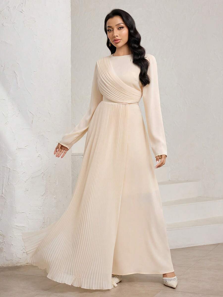 Veilorie Women's Solid Color Arabic Style Dress, Fashionable For Summer - Yellow - View 1