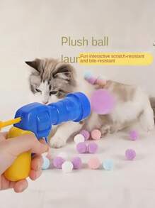 20/30/50 piezas Juguete para gatos con bolas de colores y pompones de colores aleatorios, juguete interactivo de alta elasticidad de felpa con disparador silencioso - Multicolor - Ver 10