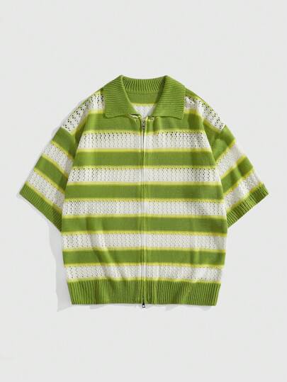 Chemise en tricot ample pour homme, débardeur tricoté à manches courtes