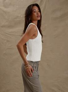 MUSERA Rib Knit Scoop Neck Fitted Sleeveless Tank Knit Top Spring Summer Cute Casual Spring Y2K 90's Casual Cute Airport Holiday Thanksgiving Chic