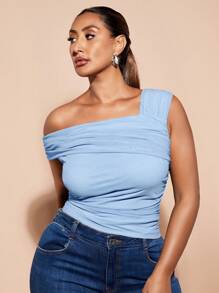 SHEIN BAE Plus Size St Patrick Blue Top Spring Break Cheap Summer Top - Baby Blue - View 4