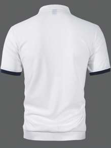 Manfinity Homme Áo thun polo thường ngày mùa hè dành cho nam với khối màu tương phản, Old Money - Nhiều màu - Xem 2