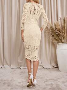 Lavishia 女士优雅纯色蕾丝紧身连衣裙