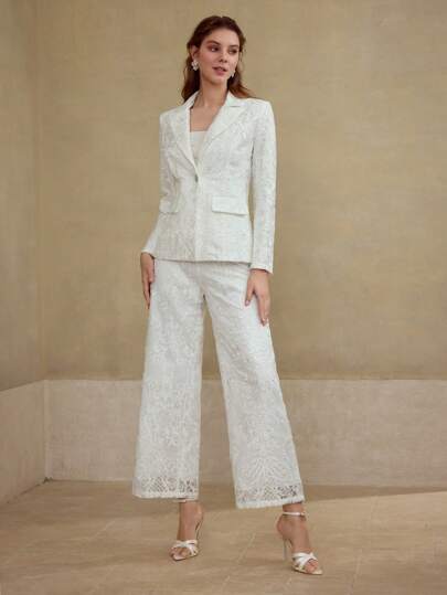 MOTF 优雅透明薄纱细节西装夹克