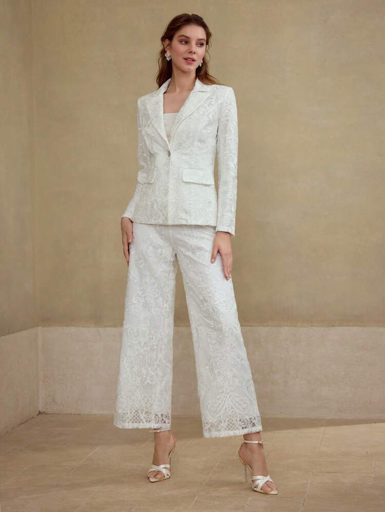 ELEGANT SHEER TULLE DETAILED BLAZER JACKET