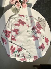 SHEIN EZwear Plus Size Casual Floral Print Knit Sweater
