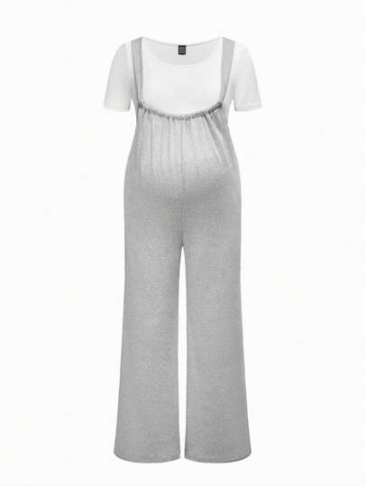 SHEIN 孕妇夏季休闲拼色连体裤