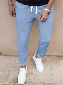 Manfinity Homme Pantalones casuales de unicolor de corte recto y ajustados para hombre