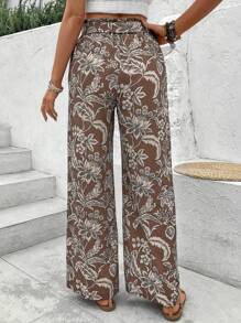 Breezaya Floral Print Straight Leg Casual Vacation Pants