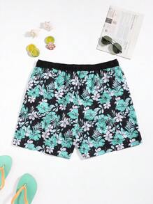 Surfspeed Plus Size Men's Tropical Print Beach Shorts - Multicolor - View 2