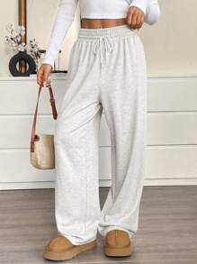 SHEIN EZwear Women's Casual Drawstring Waist Loose Sweatpants, Suitable For Sports,Business Casual Woman Graduation,Back To School Outfits,Graduation,Teacher Outfits For Women,Back To School