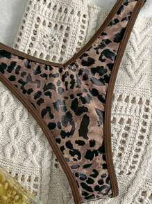 Swim Vcay 1pc Women Summer Leopard Print Random Pattern High Cut Sexy Bikini Bottoms - Multicolor - View 3