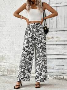 Breezaya Pantalon décontracté à imprimé de longueur aléatoire, mode pour l'été - Blanc - Voir 3