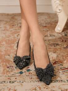 CUCCOO TILAWA Scarpe da donna dal design nuovo del 2024, con punta affusolata, tacco sottile, tacco alto, fiocco, vita bassa, eleganti e versatili, sandali senza retro