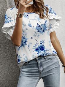 INAWLY Solva Assorted Print Women Flare Hem Pullover Shirts - Multicolor - View 5