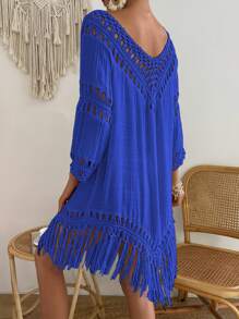 Breezaya Women's Vacation Hand Crocheted Short Sleeve Shawl, Fashionable Suitable For Summer