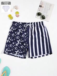 Surfspeed Plus Size Men's Simple And Fashionable Beach Shorts, Suitable For Summer - Blue and White - View 1