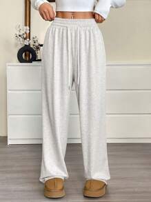 SHEIN EZwear Women's Casual Drawstring Waist Loose Sweatpants, Suitable For Sports,Business Casual Woman Graduation,Back To School Outfits,Graduation,Teacher Outfits For Women,Back To School