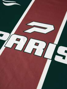 Manfinity EMRG Plus Size Round Neck Contrast Color Letter Print Casual Short Sleeve T-Shirt - Dark Green - View 4