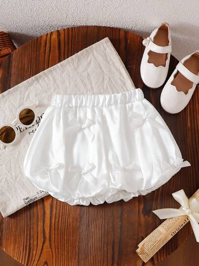 女宝宝夏季休闲可爱蝴蝶结装饰编织灯笼短裤