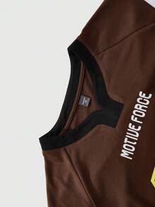 Aesthetic Post--Plus Size Men's Number Print Short Sleeve T-Shirt & Shorts Casual Outfit - Coffee Brown - View 7