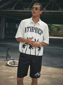 Manfinity VCAY 2pcs Men's Woven Casual Young Daily Loose Short Sleeve Shirt And Elastic Waist Shorts Set - Multicolor - View 3