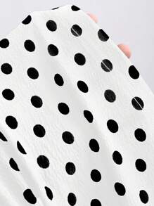 Sweetra 女士休闲波尔卡圆点露背细肩带连衣裙，黑色和白色，春夏 - 白色 - 查看 5