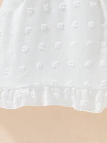 SHEIN Young Girl White Solid Color Ruffle Hem Spaghetti Strap Dress - White - View 3