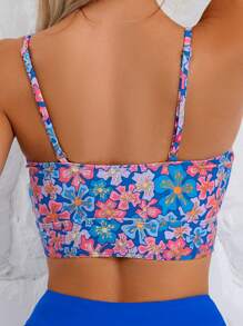 Swim Lushoire Tankini de primavera para mujer con tirantes ajustables, Bottom tipo braga de unicolor y talle alto, camiseta de tirantes tipo tankini casual para vacaciones en la playa, versátil para fiestas en la piscina - azul real - Ver 5