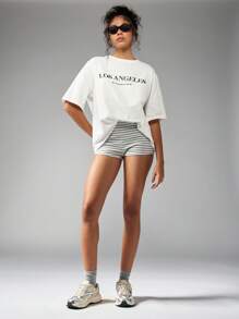 MISSGUIDED Camiseta oversize de Los Ángeles, California 1999, estilo retro de streetwear de verano, casual, básica, con estampado gráfico, de algodón, moda urbana, estilo vintage, colección de viaje, ropa de estar en casa - Blanco - Ver 5