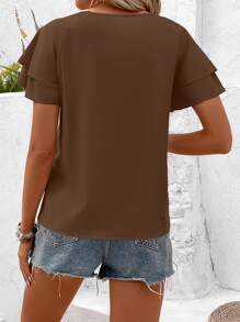 Breezaya Blusa semplice con maniche raglan a girocollo, monocromatica, estiva