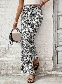 Breezaya Pantalon décontracté à imprimé de longueur aléatoire, mode pour l'été - Blanc - Voir 7