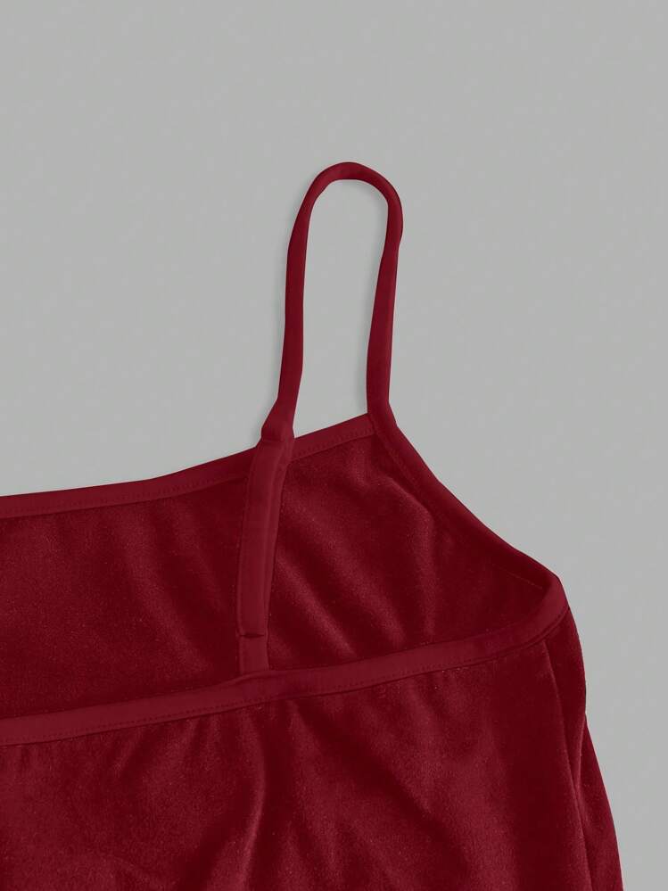 SHEIN EZwear Áo hai dây gợi cảm màu đỏ tía thường ngày dành cho nữ, phù hợp cho mùa hè - Nhiều màu - Xem 5