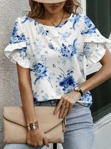 INAWLY Solva Assorted Print Women Flare Hem Pullover Shirts - Multicolor - View 4