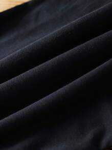 Teen Titans Go X SHEIN Girls Summer Casual Cartoon Plaid Pattern Cotton Short-Sleeved T-Shirt - Black - View 3