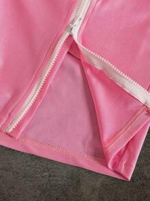 PAVTROS Manfinity Streetrush Men's Elastic Waist Zipper Placket Loose Casual Shorts, Pink Shorts Men, Pink Men Shorts - Pink - View 4