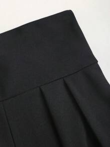 SHEIN Tall High-Waisted Basic Casual Wide-Leg Trousers For Tall Women, Spring/Summer - Black - View 4