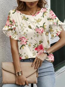 INAWLY Solva 随机印花女式喇叭袖套头衫 - 彩色 - 查看 6