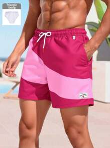 Manfinity Swimmode Men's Letter Print Drawstring Waist Casual Beach Shorts